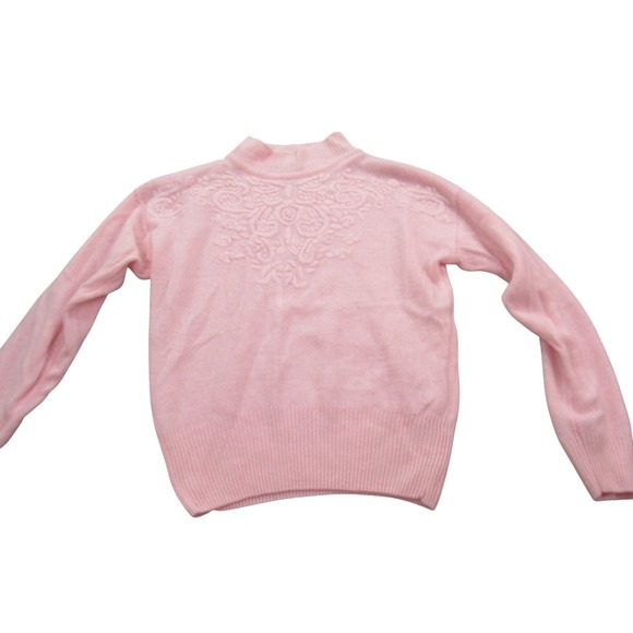 Nell Flowers Womens Sweater Vintage Pink Angora Mock Neck Floral Knit Small - Picture 1 of 9